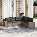 vidaXL Salon de jardin 6 Pièces avec coussins gris clair résine tressée