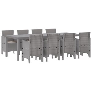 vidaXL Ensemble de Salle à Manger de Jardin 9 Pièces avec Coussins Rattan Poly Blanc de
