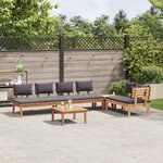 Ensemble de repas de jardin de 5 pièces avec coussins en bois massif d'acacia
