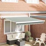 vidaXL Store Rétractable Manuel Vert et Blanc 350x250 cm