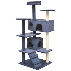 vidaXL Arbre à chat avec griffoirs en sisal 125 cm Bleu foncé