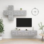 vidaXL Ensemble de meuble TV 7 Pièces Gris béton Bois d'ingénierie
