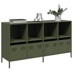 vidaXL Buffet vert olive 135x39x73 5 cm acier laminé à froid