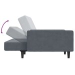 vidaXL Canapé-lit à 2 places avec repose-pied gris foncé velours