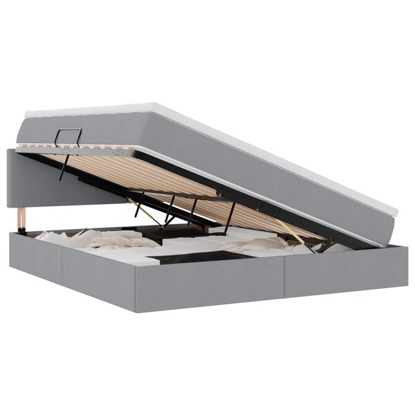 vidaXL Lit de rangement LED avec matelas Gris clair 180 x 200 cm Tissu