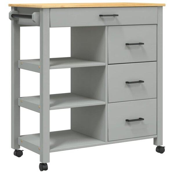 vidaXL Chariot de cuisine MONZA 84x40x90 cm bois massif de pin