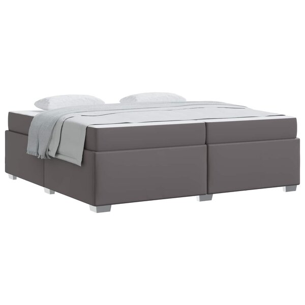vidaXL Cadre de lit avec matelas Gris 200 x 200 cm tissu