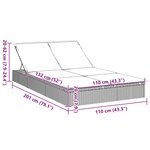 vidaXL Chaise longue à 2 places avec coussins gris résine tressée
