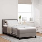vidaXL Lit à ressorts avec tête de lit Taupe 200 x 90 cm tissu