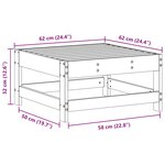 vidaXL Repose-pieds de jardin Pin massif Brun Ciré 62 x 62 x 32 cm