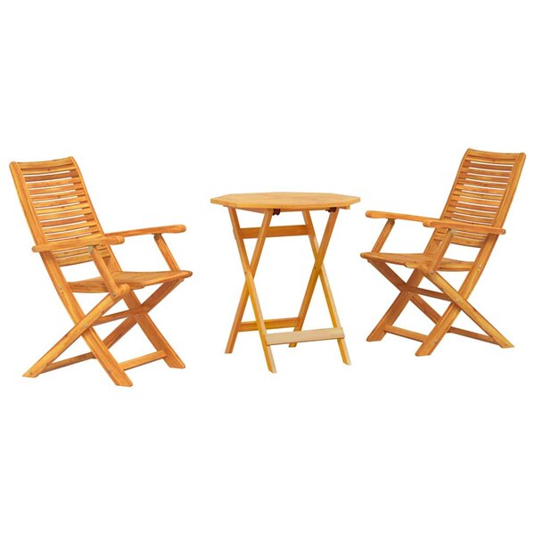 vidaXL Ensemble bistro pliant 3 Pièces Marron Bois d'acacia massif