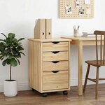 vidaXL Cabinet roulant avec roue Marron 34 x 39 x 56 cm Pin massif