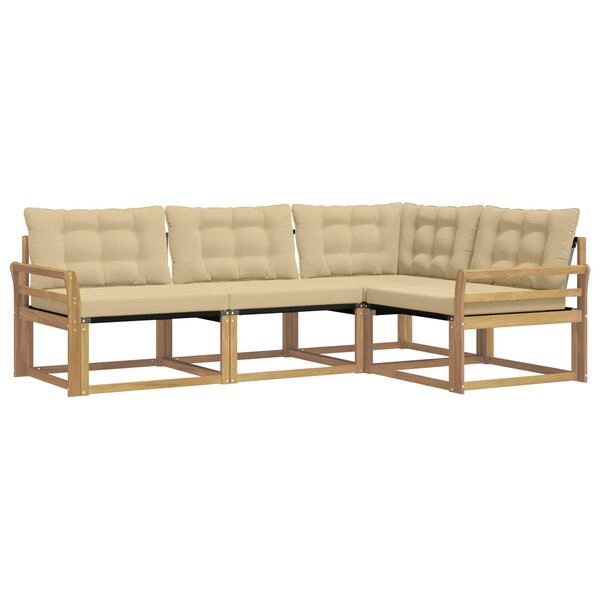 vidaXL Ensemble de canapés d'extérieur 4 Pièces Blanc et Beige