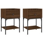 vidaXL Tables de chevet 2Pièces chêne brun 40 5x31x60cm bois d’ingénierie