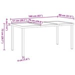 vidaXL Table de Jardin Noire 160x80x73 cm Verre Trempé