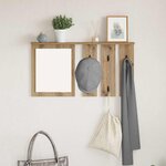 vidaXL Porte-manteau mural avec miroir chêne artisanal 85 x 10 x 45 cm