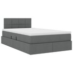 vidaXL Lit de rangement LED avec matelas Gris foncé 120 x 190 cm Tissu