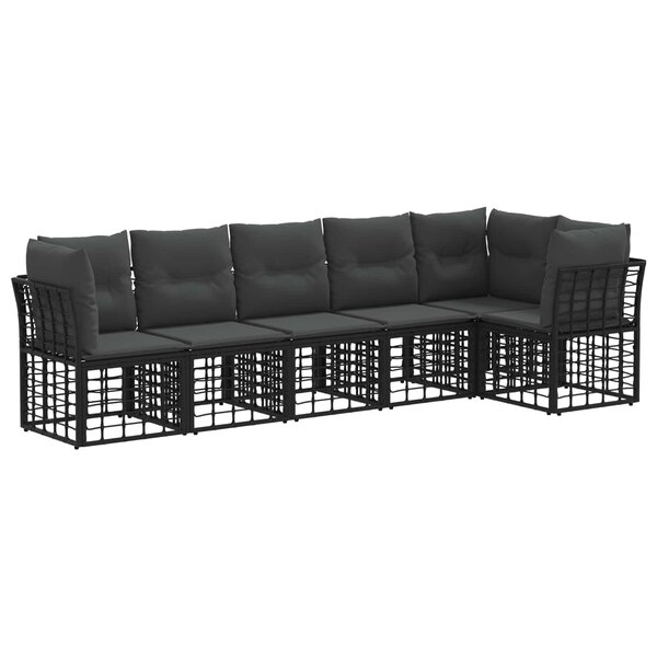 vidaXL Ensemble de canapé de jardin 6 Pièces Noir polyrotin