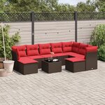 vidaXL Salon de jardin 10 Pièces avec coussins marron résine tressée