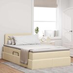 vidaXL Lit avec rangement et LED avec matelas Crème 120 x 200 cm tissu