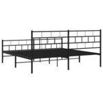 vidaXL Cadre de lit métal sans matelas avec pied de lit noir 200x200cm