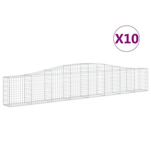 vidaXL Paniers à gabions arqués 10 Pièces 400x30x60/80 cm Fer galvanisé