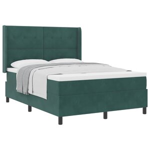 vidaXL Lit à ressorts avec matelas Vert foncé 140 x 200 cm Velours