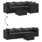 vidaXL Salon de jardin 5 Pièces avec coussins Noir Résine tressée