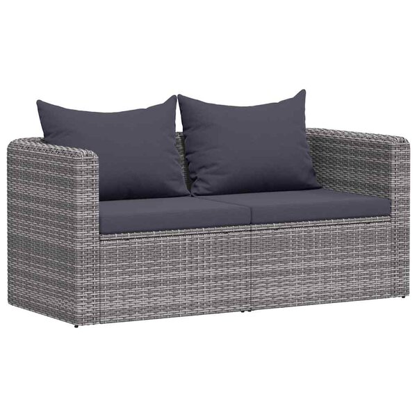 vidaXL Canapés d'angle de jardin 2 Pièces Gris Résine tressée