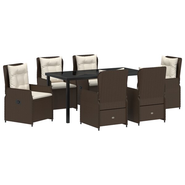 vidaXL Ensemble repas jardin 7 pièces en poly rattan marron
