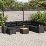 vidaXL Salon de jardin 9 Pièces avec coussins noir résine tressée