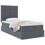 vidaXL Lit avec rangement et matelas Gris foncé 100 x 200 cm Velours