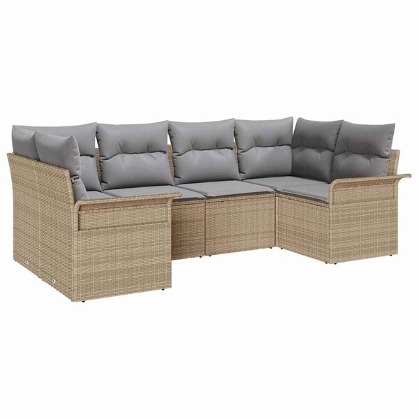 vidaXL Ensemble de canapé de jardin 6 Pièces Beige Poly rotin