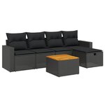 vidaXL Salon de jardin 6 Pièces avec coussins noir résine tressée