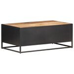 vidaXL Table basse 90x50x35cm Bois de manguier brut et canne naturelle