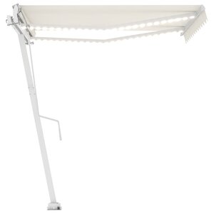 vidaXL Auvent automatique avec capteur de vent et LED 350x250 cm Crème