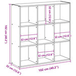 vidaXL Bibliothèque gris béton 102x32x102 cm bois d'ingénierie