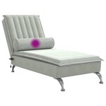 vidaXL Chaise longue de massage avec traversin gris clair velours