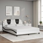 vidaXL Cadre de lit sans matelas blanc et noir 160x200 cm similicuir