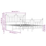 vidaXL Cadre de lit métal sans matelas et pied de lit blanc 140x200 cm