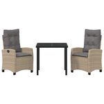 vidaXL Ensemble de salle à manger pour jardin 3 Pièces Beige polyrotin
