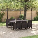 vidaXL Ensemble de salle à manger de jardin 7 pièces avec coussins marron poly rattan