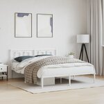 vidaXL Cadre de lit métal sans matelas et tête de lit blanc 160x200 cm