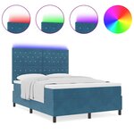 vidaXL Lit à ressorts avec matelas Bleu foncé 140 x 190 cm Velours