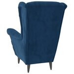 vidaXL Fauteuil à oreilles avec tabouret bleu velours