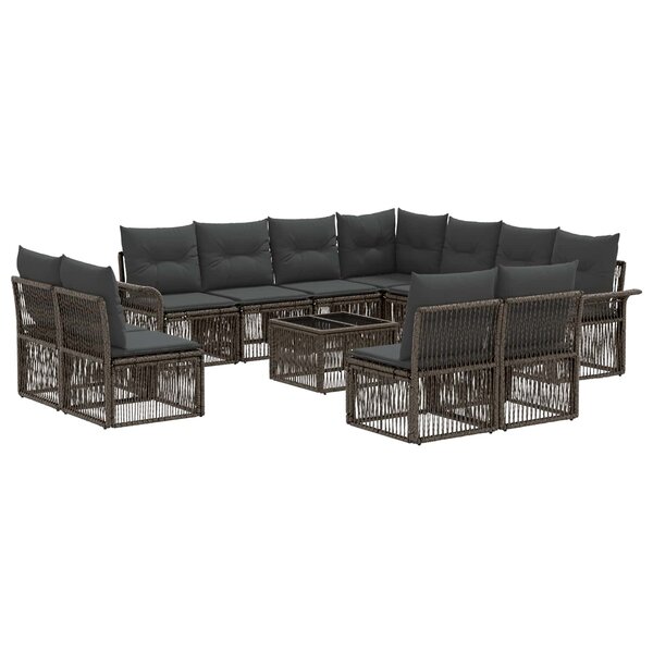 vidaXL Ensemble de canapé de jardin 12 Pièces Gris polyrotin
