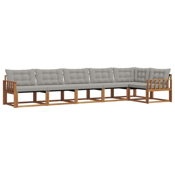 vidaXL Ensemble de canapés d'extérieur 6 pc Gris Naturel et Clair