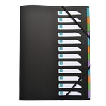 Trieur memphis 12 Compartiments Polypropylène Opaque A4 avec Elastique Noir ELBA