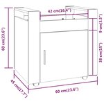 vidaXL Chariot de bureau Gris béton 60x45x60 cm Bois d'ingénierie