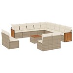 vidaXL Salon de jardin avec coussins 14 Pièces beige résine tressée